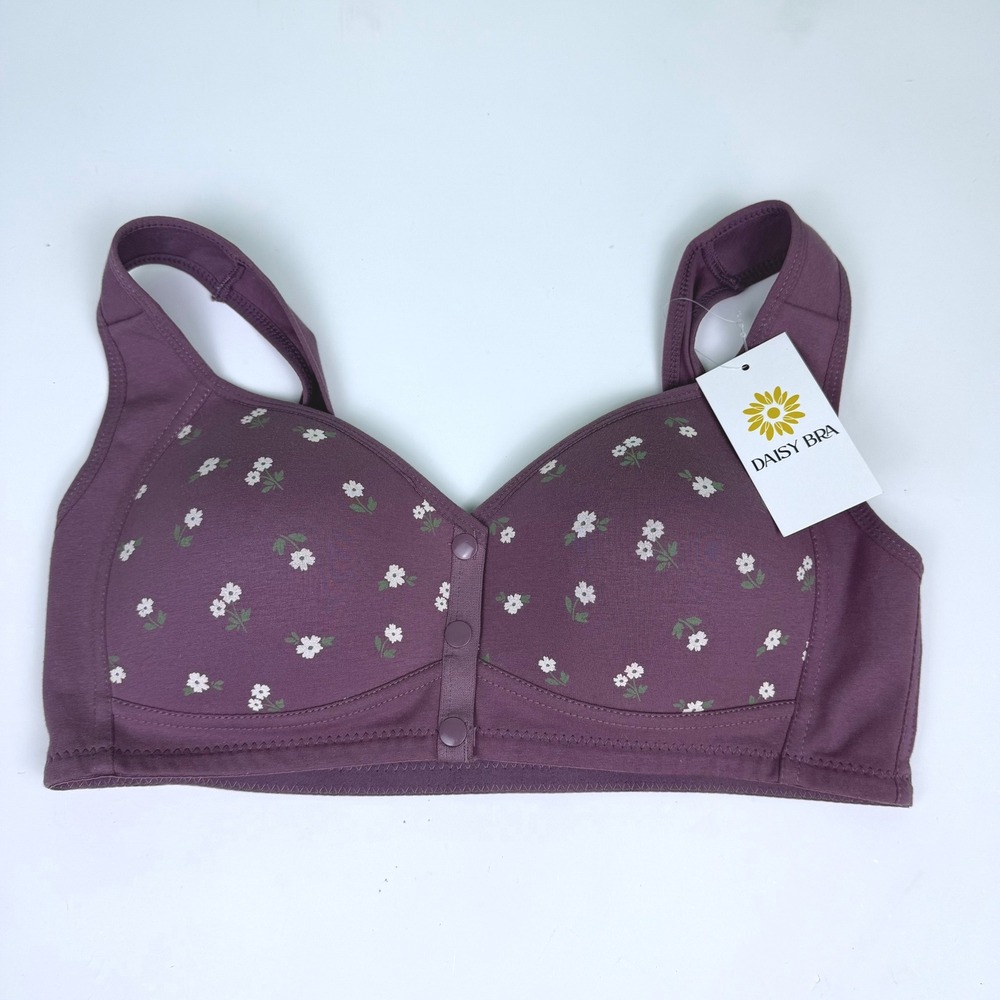 Daisy Bra Front-Closure Comfort Bra in Plum Floral